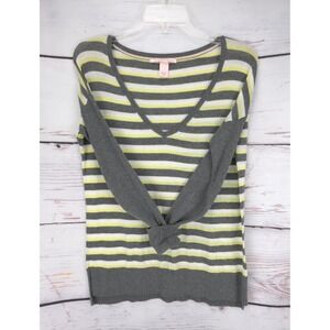 VICTORIAS SECRET Striped V Neck Long Sleeve Sweater Top M/M Pullover Lightweight